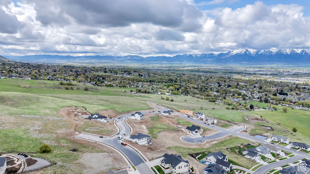 Drone / aerial view with a mountain view