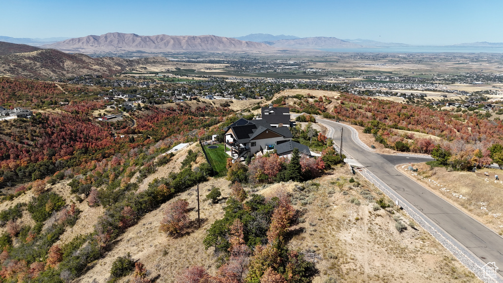 Aerial view with a mountain view