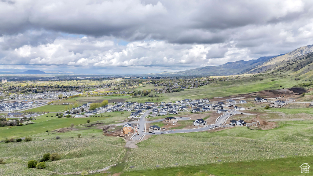 Drone / aerial view with a mountain view