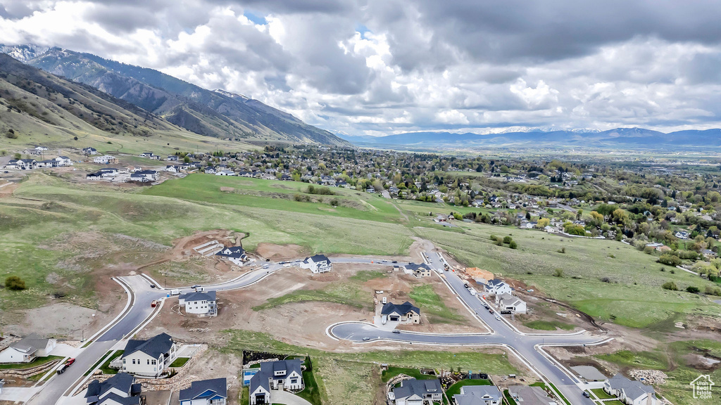 Bird\'s eye view with a mountain view and a residential view