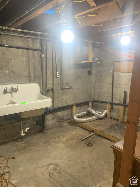 Basement with sink