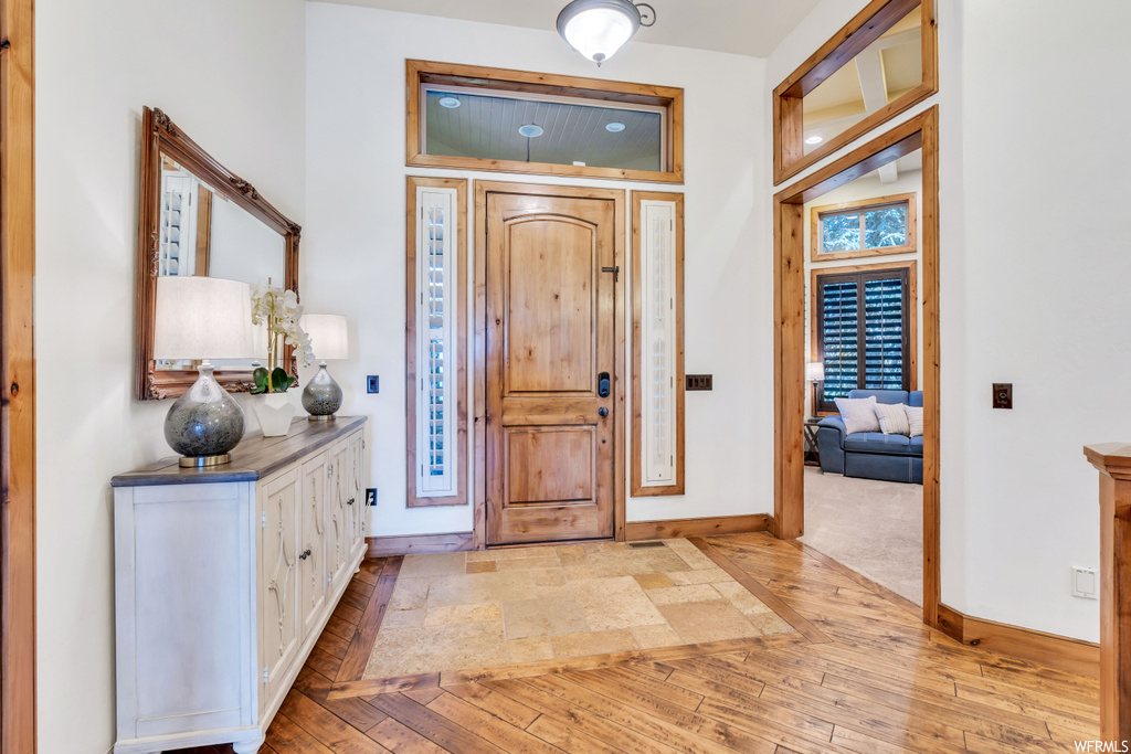 Entryway featuring light hardwood / wood-style flooring