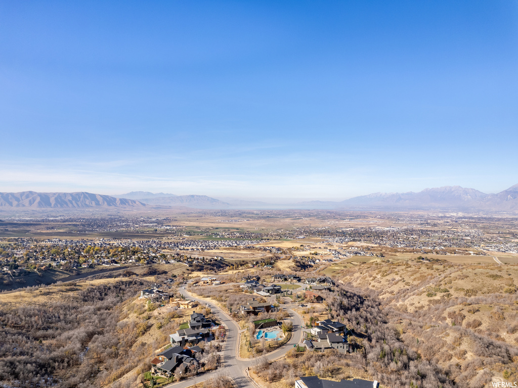 Drone / aerial view with a mountain view