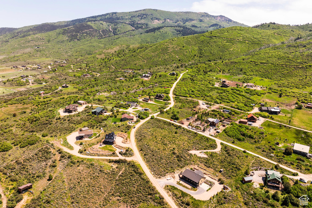 Drone / aerial view with a mountain view