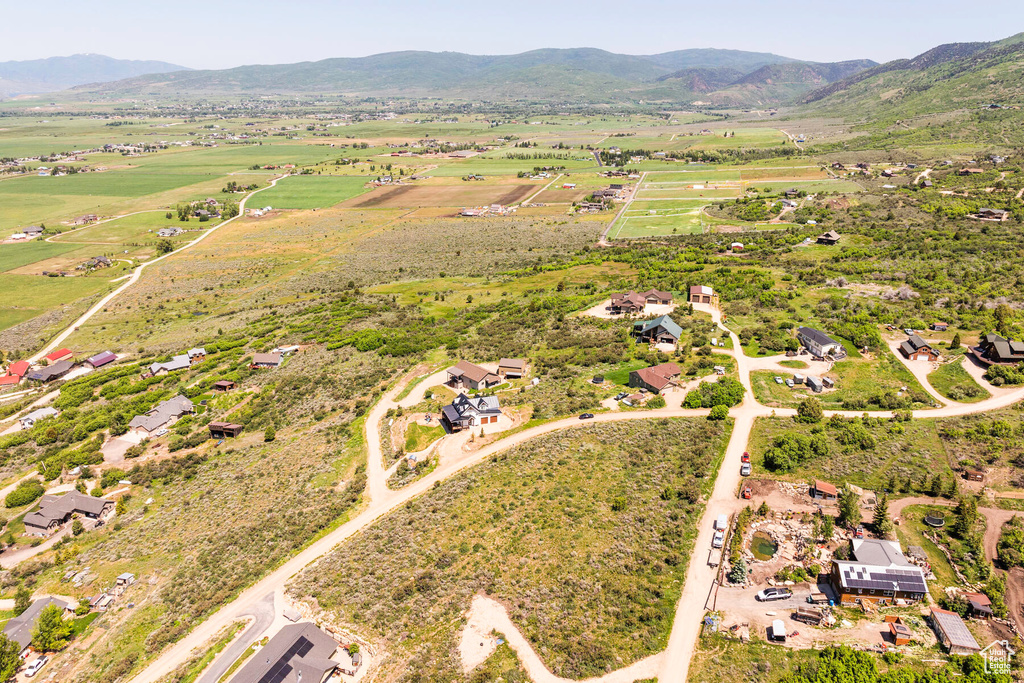 Aerial view featuring a mountain view