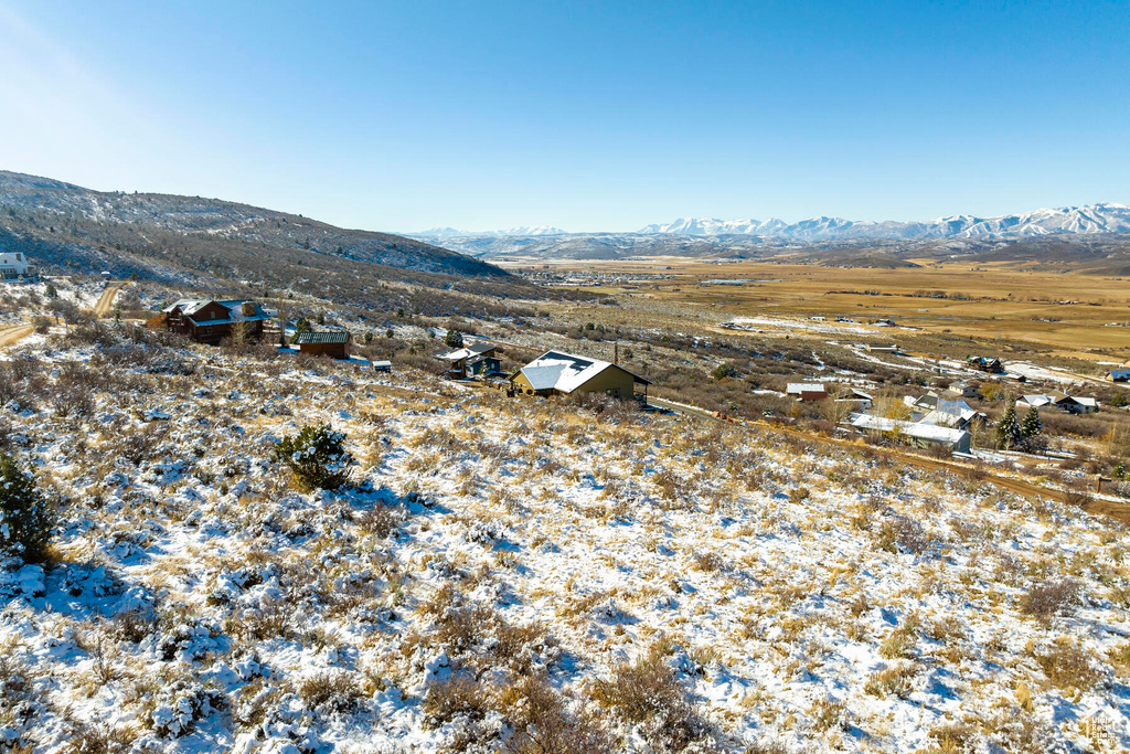 Exterior space featuring a mountain view