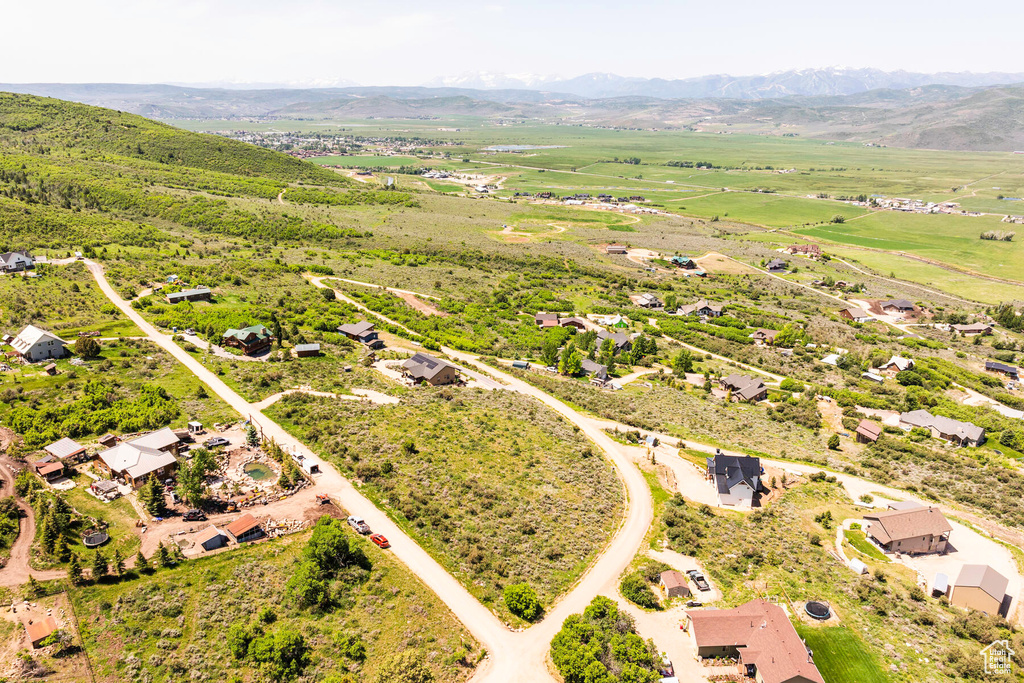 Drone / aerial view with a mountain view