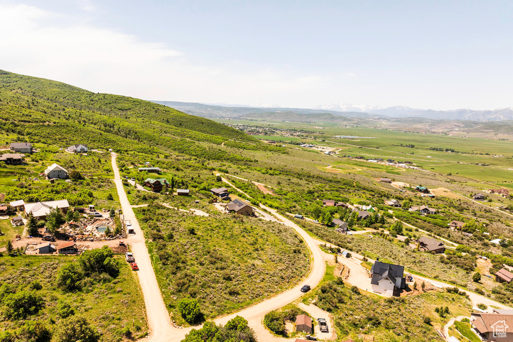 Bird's eye view with a mountain view