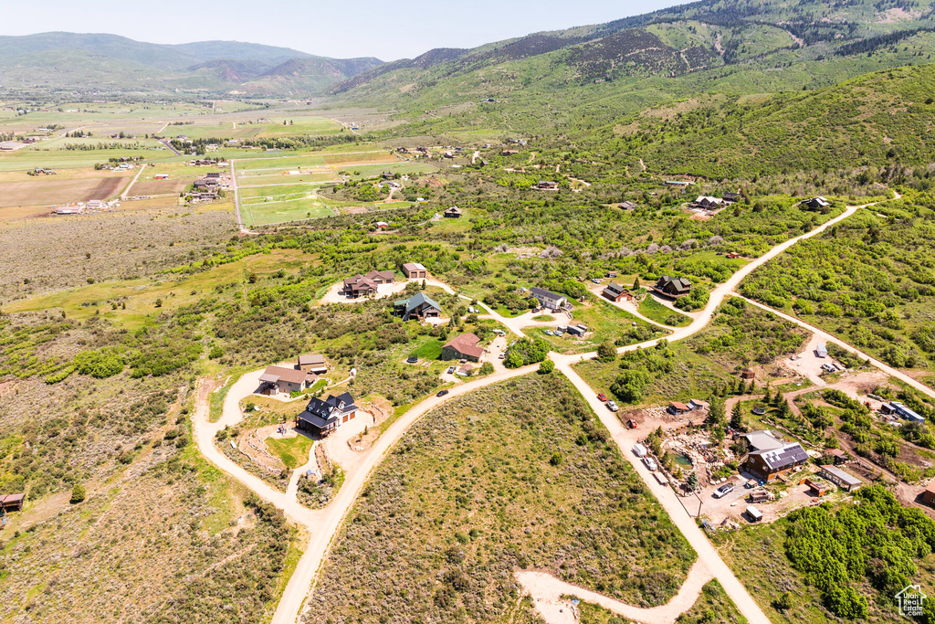 Bird's eye view with a mountain view