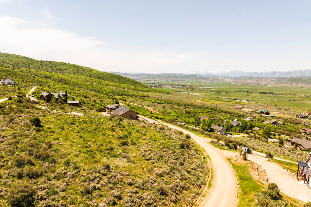 Drone / aerial view with a mountain view