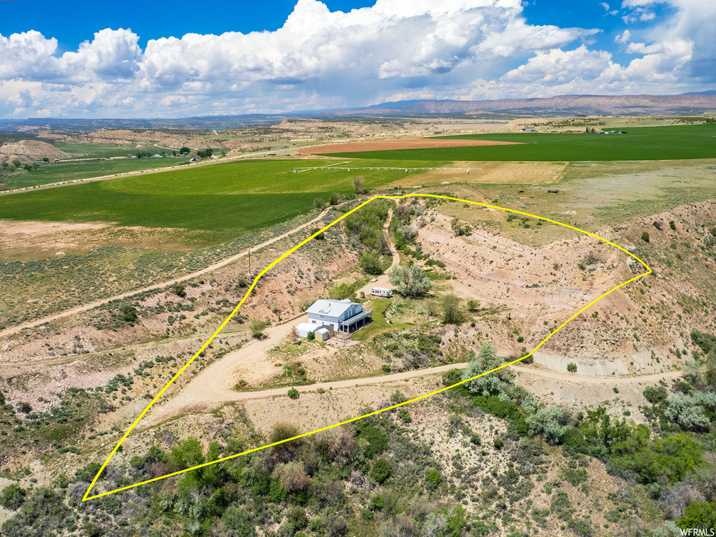 Aerial view featuring a rural view