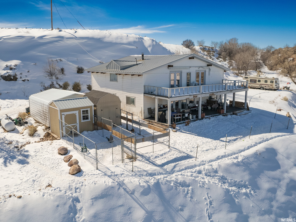 View of front of house featuring a deck