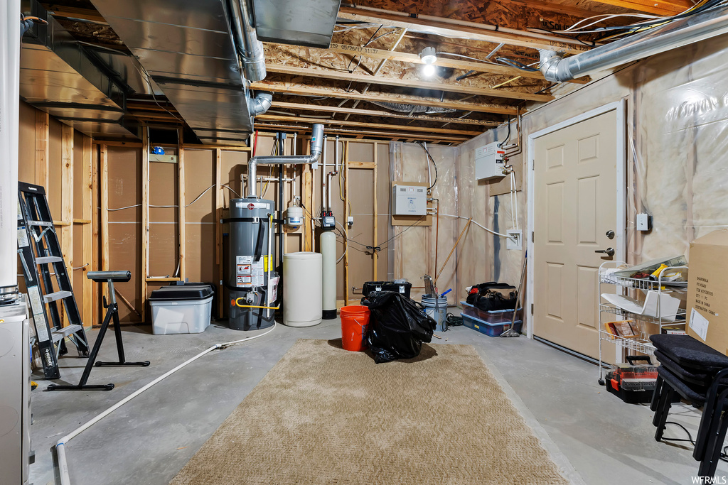 Basement with secured water heater