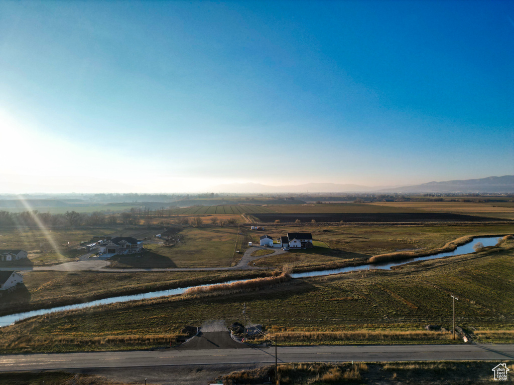 Drone / aerial view with a rural view and a water view