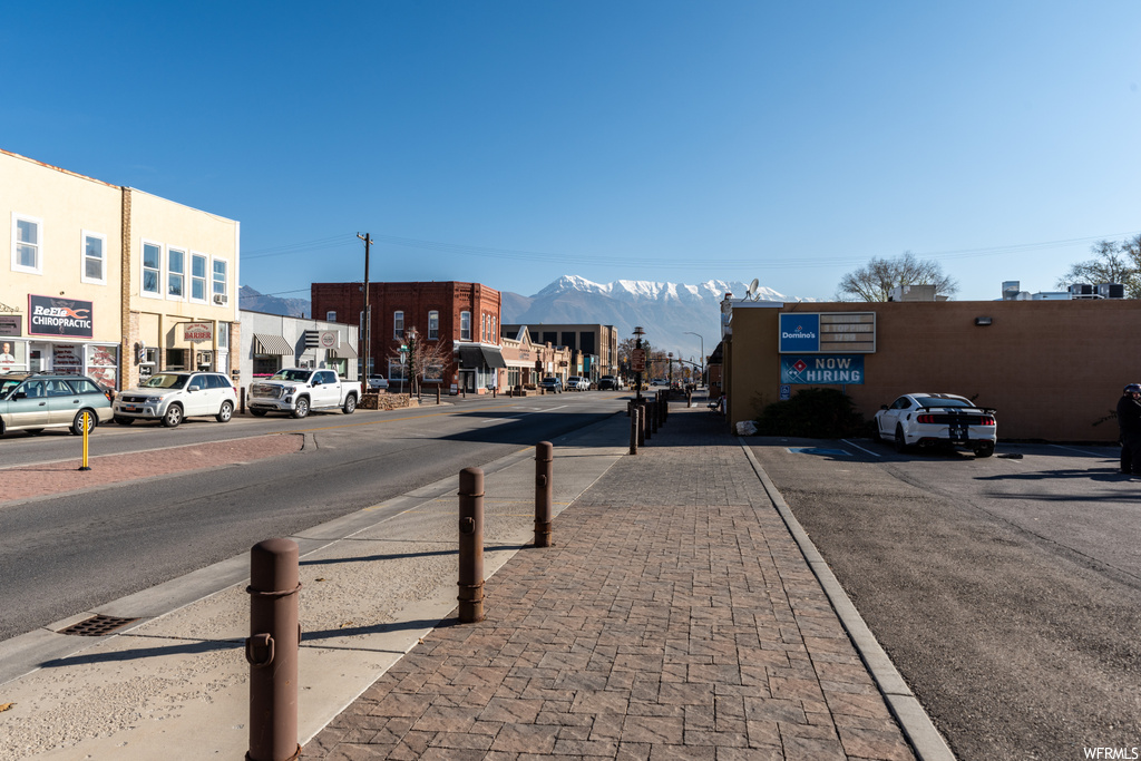 View of street with a mountain view