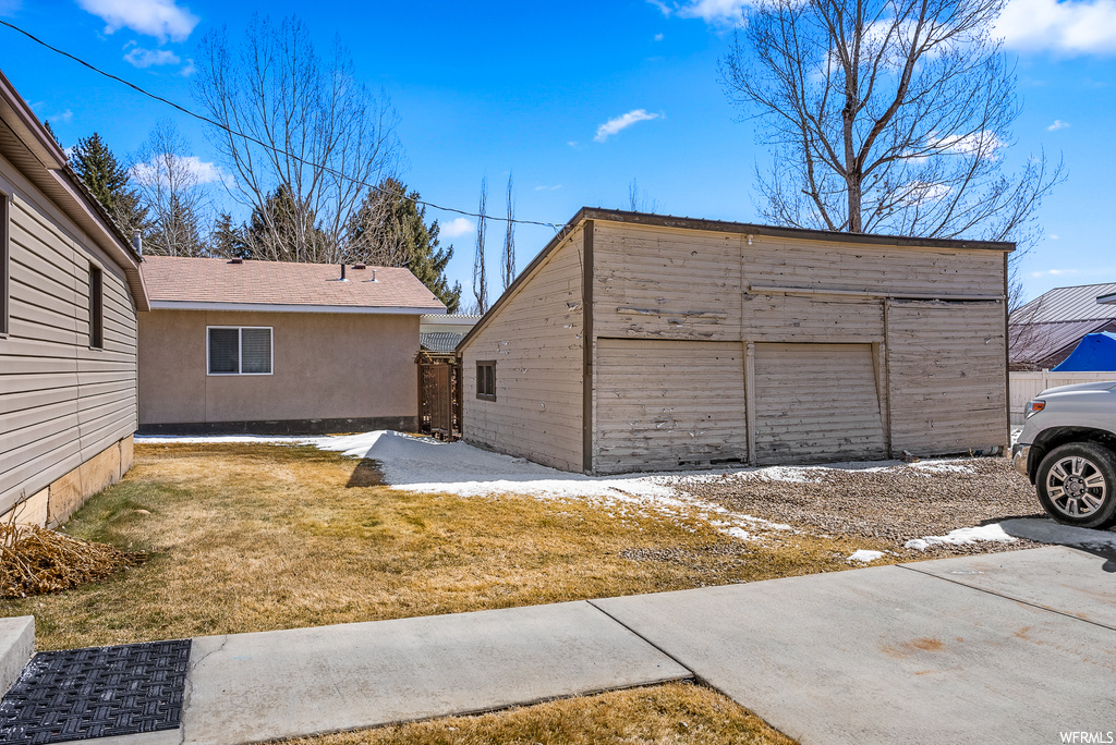 Garage with a yard