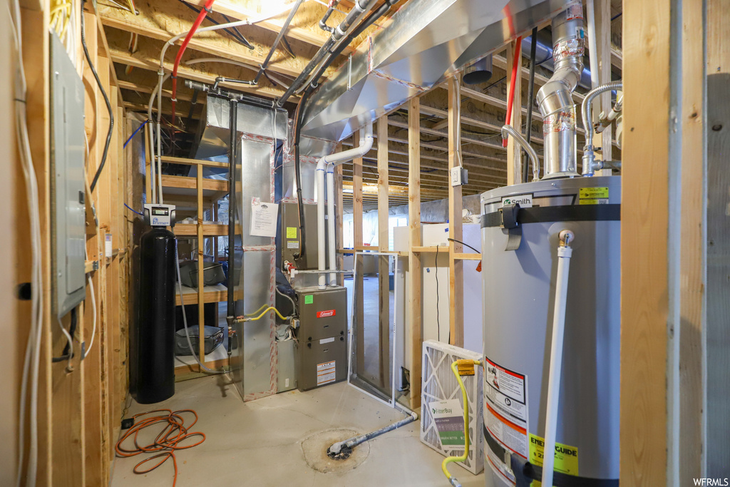 Basement with heating utilities and water heater