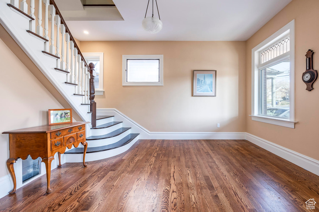 Foyer featuring dark hardwood / wood-style flooring