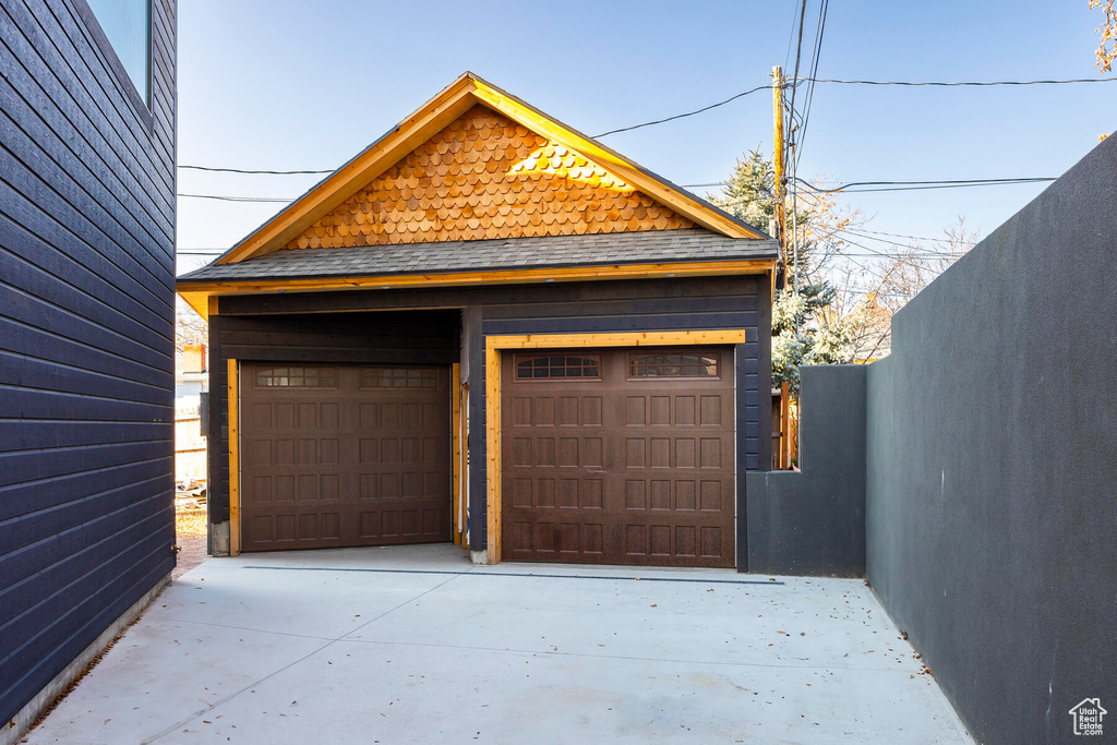 View of garage