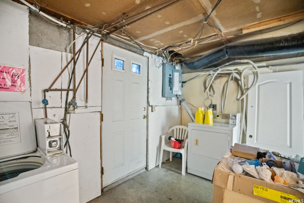 Basement featuring separate washer and dryer