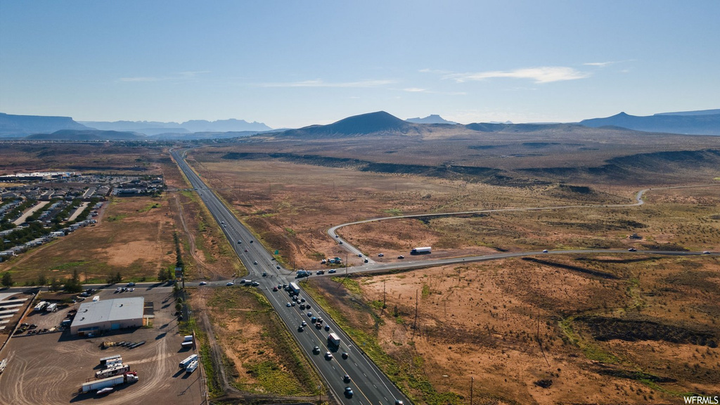 Drone / aerial view with a mountain view