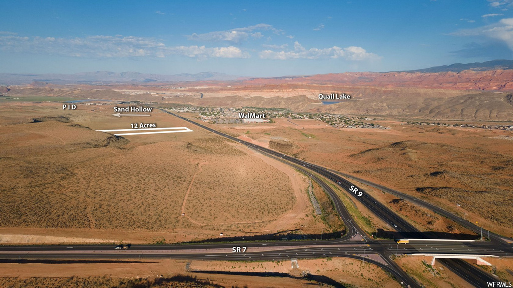 Drone / aerial view with a mountain view