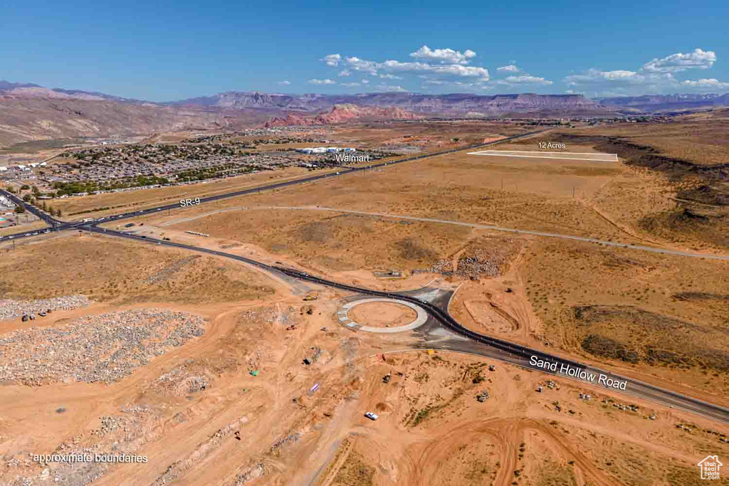 Drone / aerial view with a mountain view