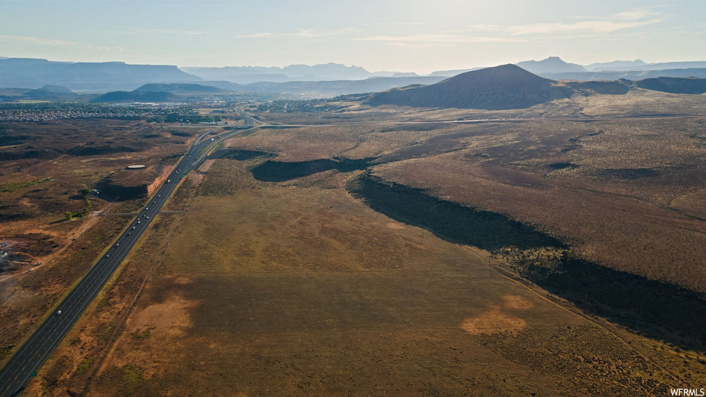 Drone / aerial view with a mountain view