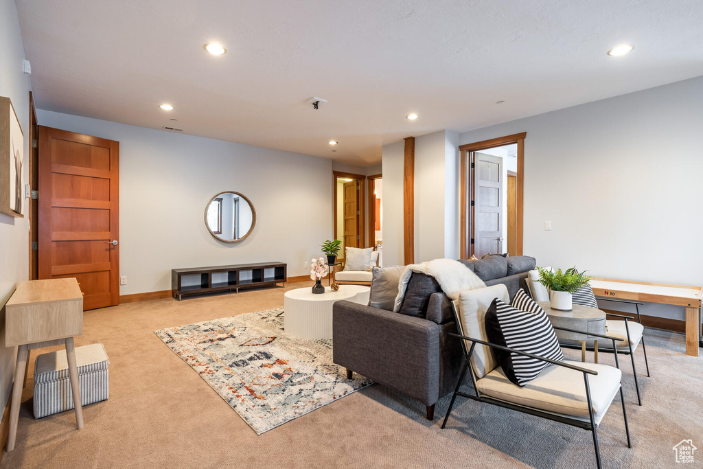 View of carpeted living room