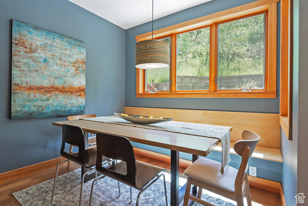 Dining space featuring hardwood / wood-style flooring