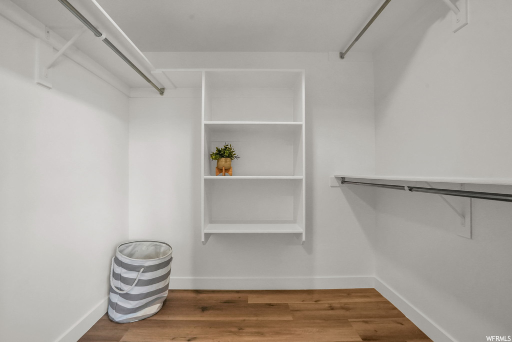 Spacious closet featuring hardwood / wood-style flooring