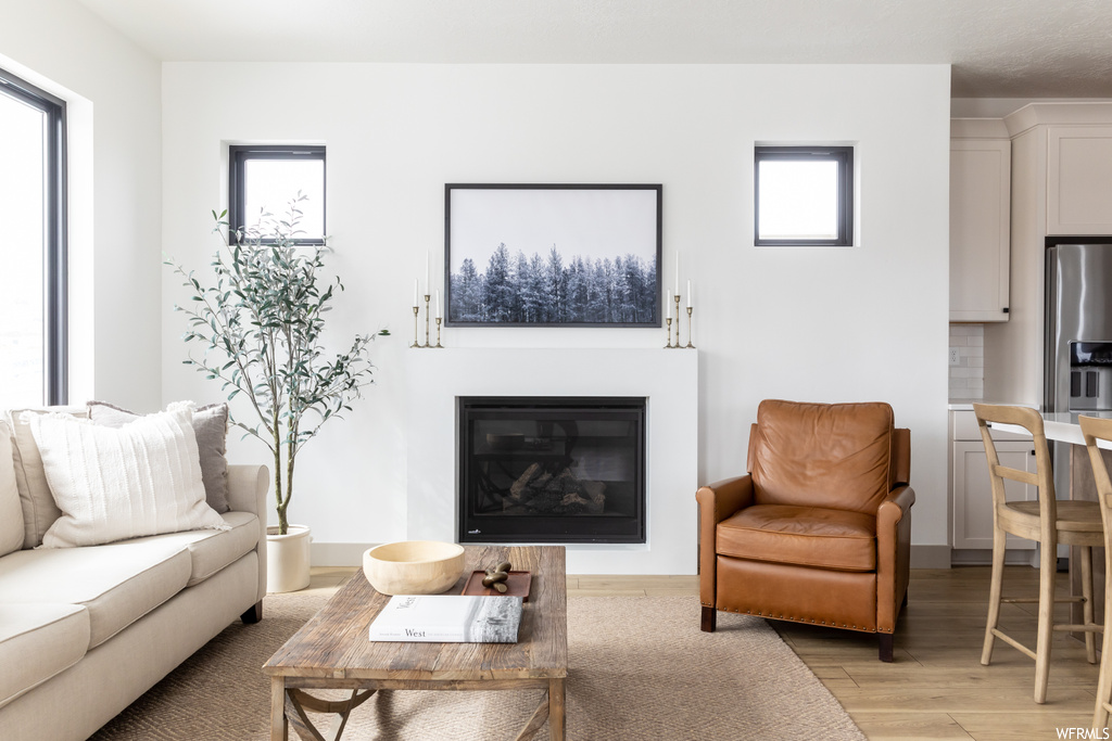 Living room featuring light wood-type flooring