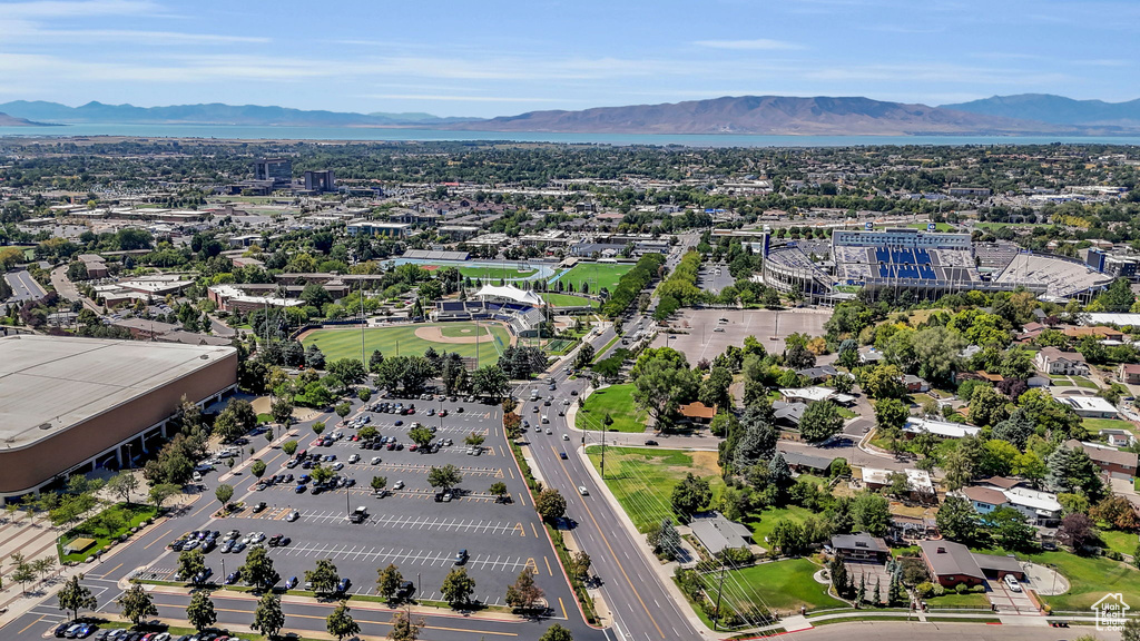 Birds eye view of property with a mountain view