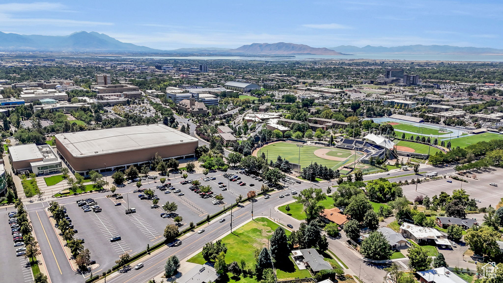 Drone / aerial view with a mountain view