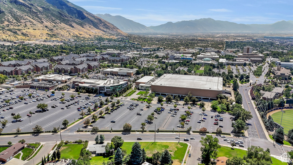 Drone / aerial view with a mountain view