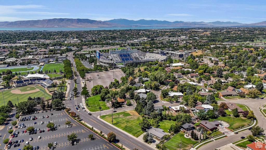 Aerial view featuring a mountain view