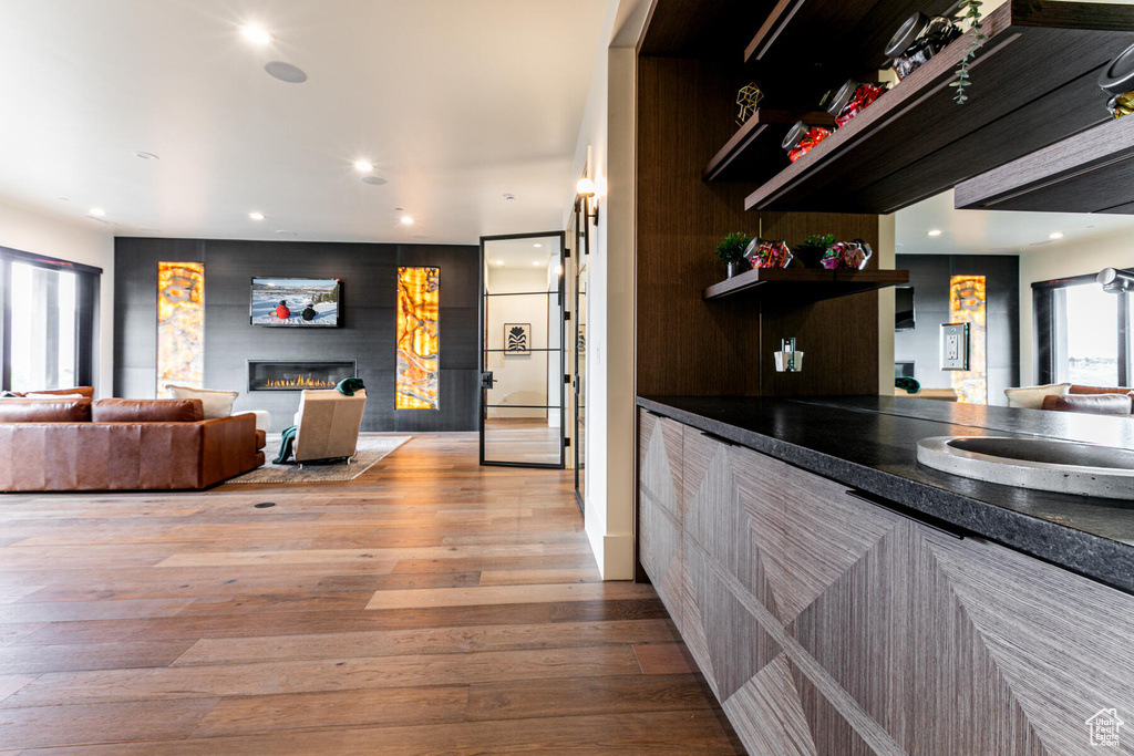 Kitchen featuring light hardwood / wood-style flooring