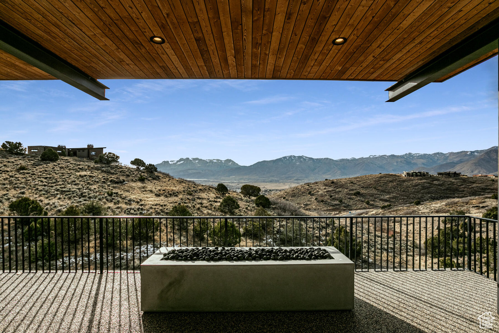 Exterior space with a mountain view