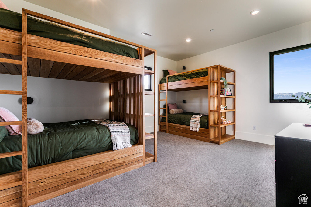 Bedroom featuring carpet