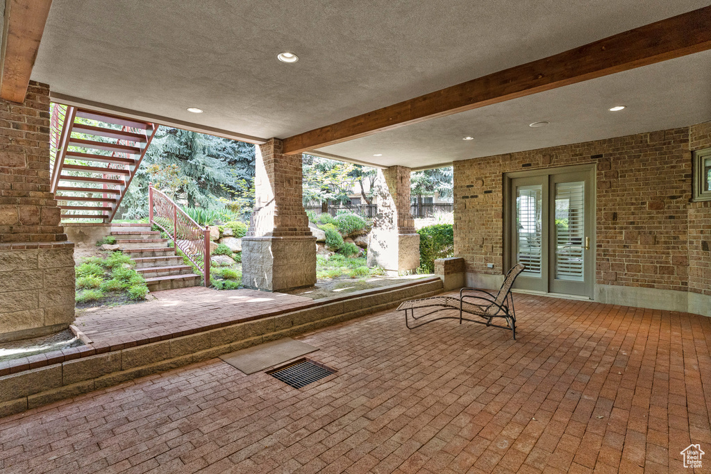 View of patio featuring french doors