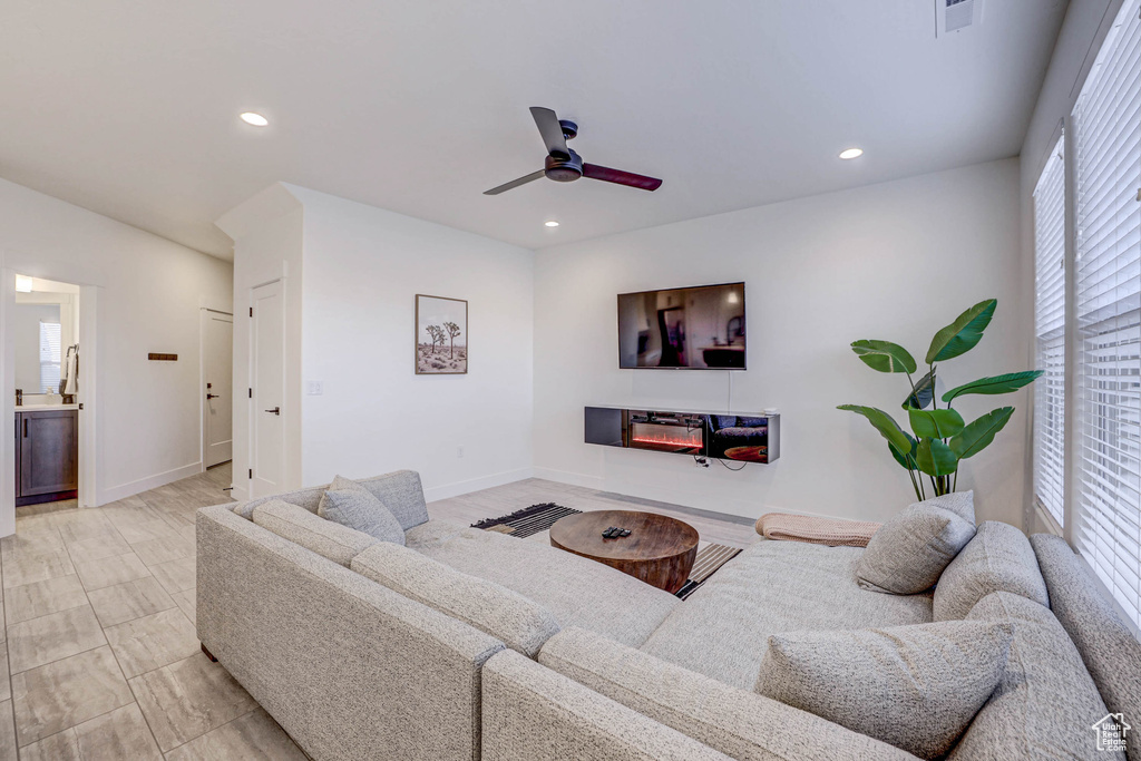 Living room with ceiling fan