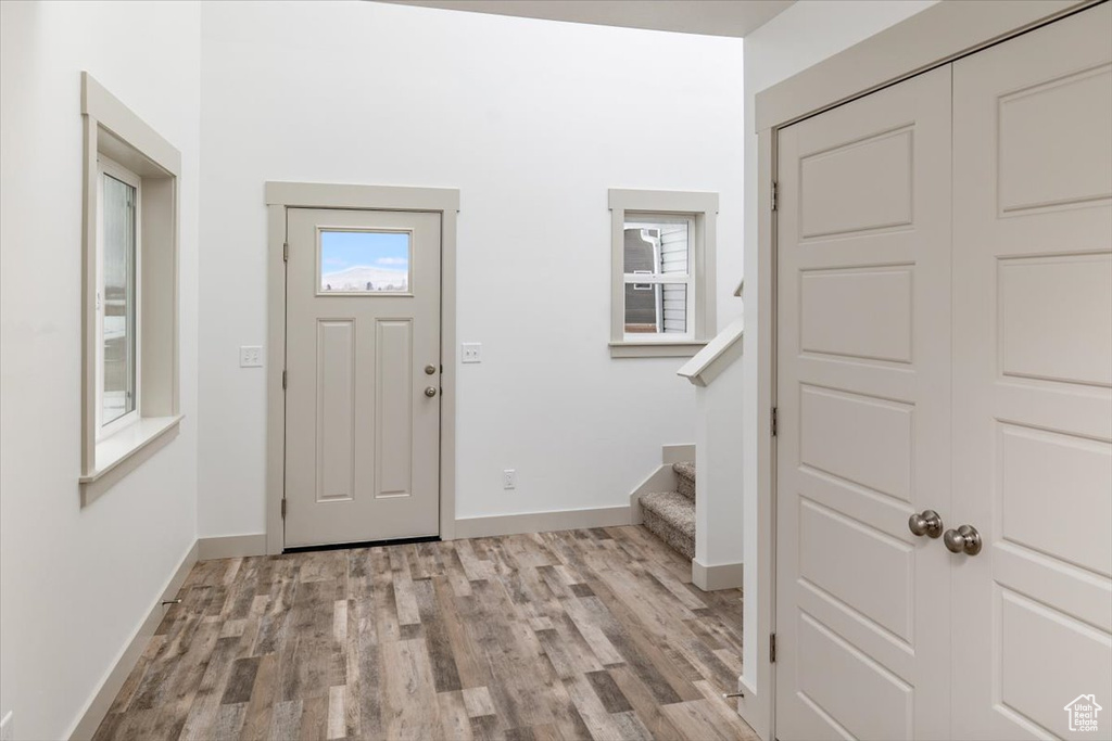 Foyer featuring light wood-type flooring