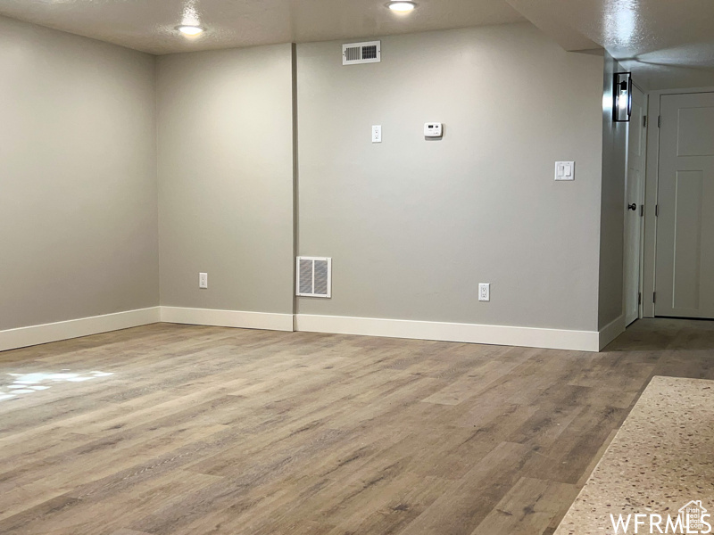 Interior space with light hardwood / wood-style floors