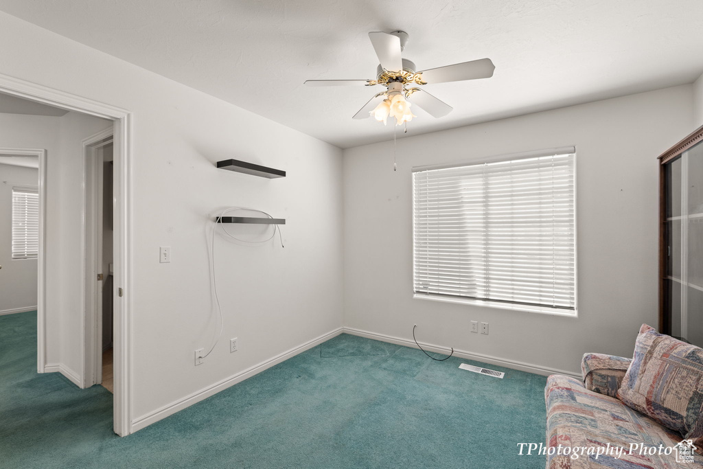 Interior space with ceiling fan