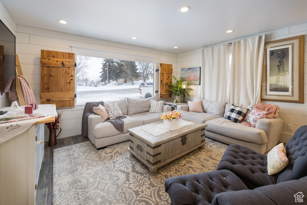 Living room featuring light wood-type flooring