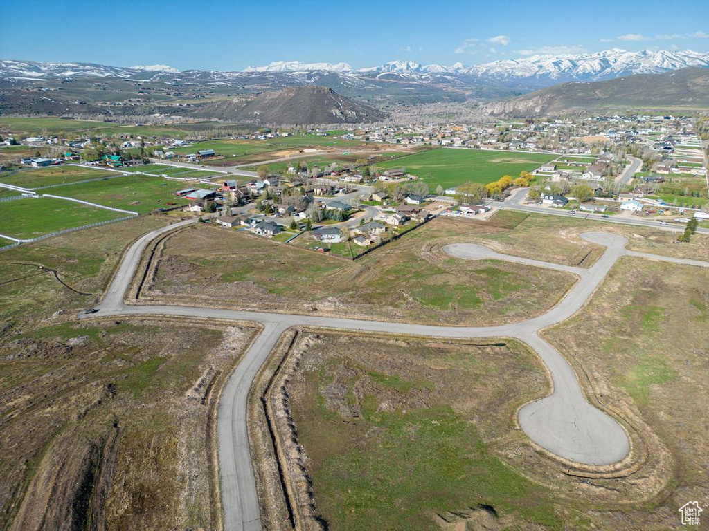 Drone / aerial view with a mountain view
