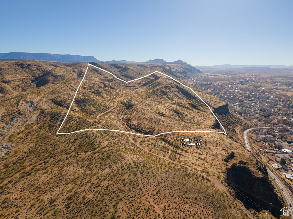 Drone / aerial view with a mountain view