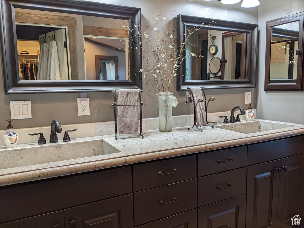Bathroom with double sink and large vanity