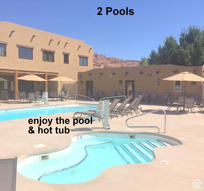 View of pool featuring a patio