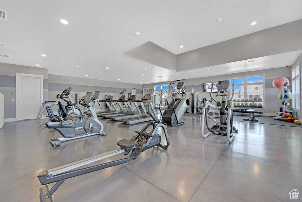 Workout area with plenty of natural light